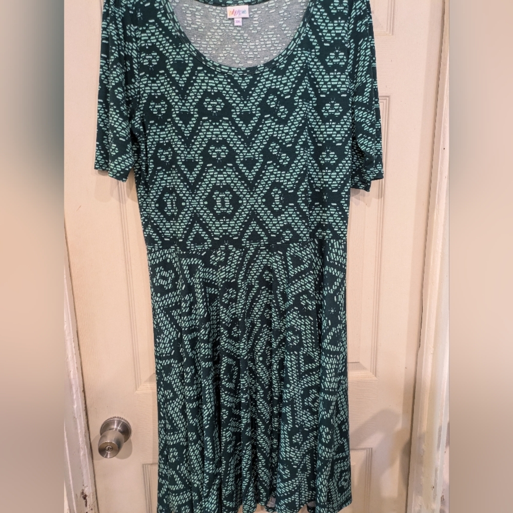 Lularoe Teal Geometric 3X Dress Used In Great Condition.